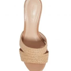 Chocolat Blu The Mid Cylinder Heel Raffia Slide In Natural Shoes