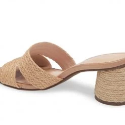 Chocolat Blu The Mid Cylinder Heel Raffia Slide In Natural Shoes