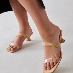 Dolce Vita The Mid Heel Asymmetrical Sandal In Crystal Vinyl Shoes