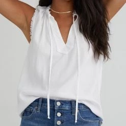 Bella Dahl The Sleeveless Fray Top In White