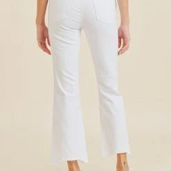 Just Black The Uneven Hem Crop Flare In White Contemporary Clothing