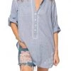 Subtle Luxury Contemporary Clothing The Boyfriend Shirt In Denim Blue