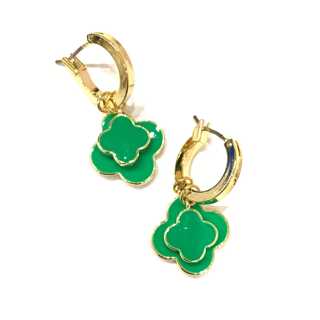 Theia Jewlery The Huggee Double Enamel Clover Earrings 1 Theia Jewlery The Huggee Double Enamel Clover Earrings