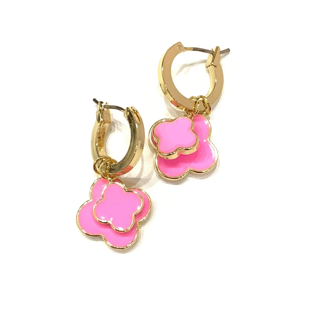 Theia Jewlery The Huggee Double Enamel Clover Earrings 3 Theia Jewlery The Huggee Double Enamel Clover Earrings