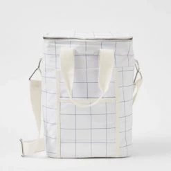 Sunny Life The Checkered Canvas Cooler In Blue White