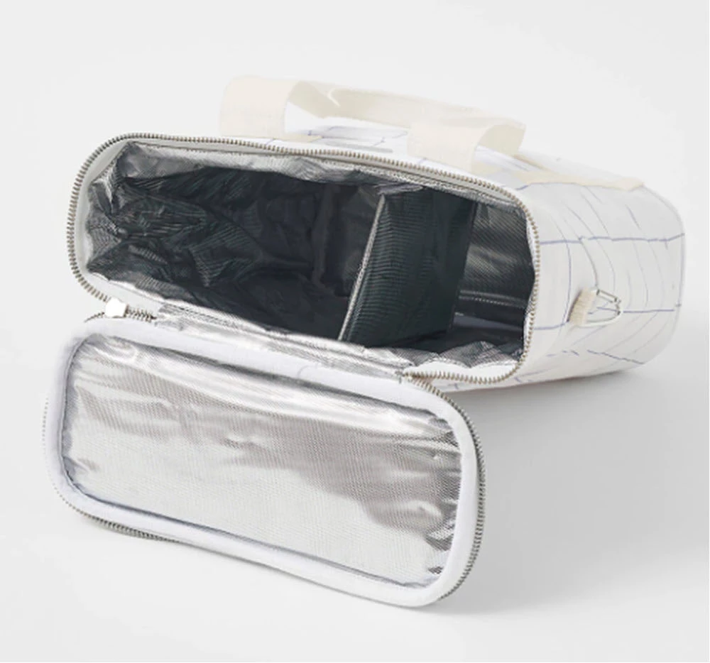 Sunny Life The Checkered Canvas Cooler In Blue White 3 Sunny Life The Checkered Canvas Cooler In Blue White