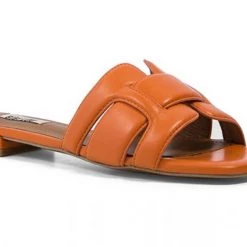 Bibi Lou Shoes The Low Heel Interlock Slide In Orange