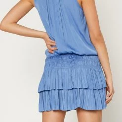 Current Air The Sleeveless Smock Dress In Faded Blue