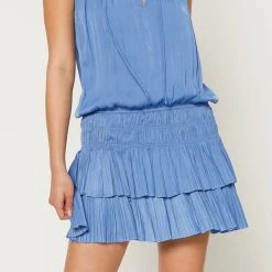 Current Air The Sleeveless Smock Dress In Faded Blue