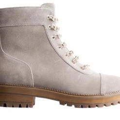 Cecelia The Chain Lace Combat Boot In Grey Shoes