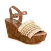 Californians Shoes The Raffia Crochet High Rattan Wedge In Brown