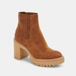 Dolce Vita Shoes The Waterproof Lug Sole Gored Bootie In Camel