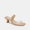 Dolce Vita The Mid Heel Asymmetrical Sandal In Crystal Vinyl Shoes