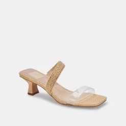 Dolce Vita The Mid Heel Asymmetrical Sandal In Crystal Vinyl Shoes