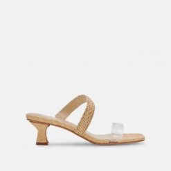 Dolce Vita The Mid Heel Asymmetrical Sandal In Crystal Vinyl Shoes
