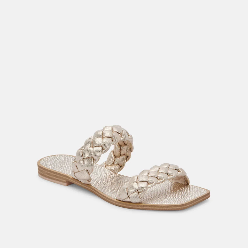 Dolce Vita The Flat Braided Sandal In Light Gold 1 Dolce Vita The Flat Braided Sandal In Light Gold