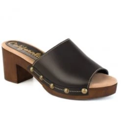Californians Shoes The Open Toe Mid Heel Clog In Black