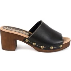 Californians Shoes The Open Toe Mid Heel Clog In Black