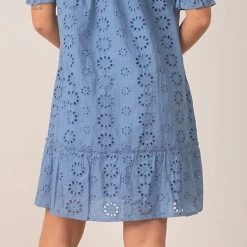 Elan The Off The Shoulder Dress In Indigo Contemporary Clothing