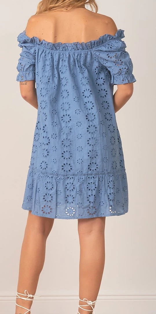 Elan The Off The Shoulder Dress In Indigo Contemporary Clothing 2 Elan The Off The Shoulder Dress In Indigo Contemporary Clothing