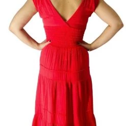 Felicite Contemporary Clothing The V-Neck Smocked Maxi In Bombshell