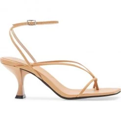 Jeffrey Campbell The Mid Sabrina Heel Strap Thong Sandal In Nude