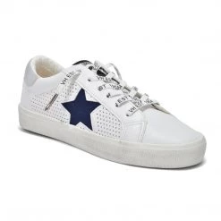Vintage Havana Shoes The Star Perforated Lace Sneaker In White Navy