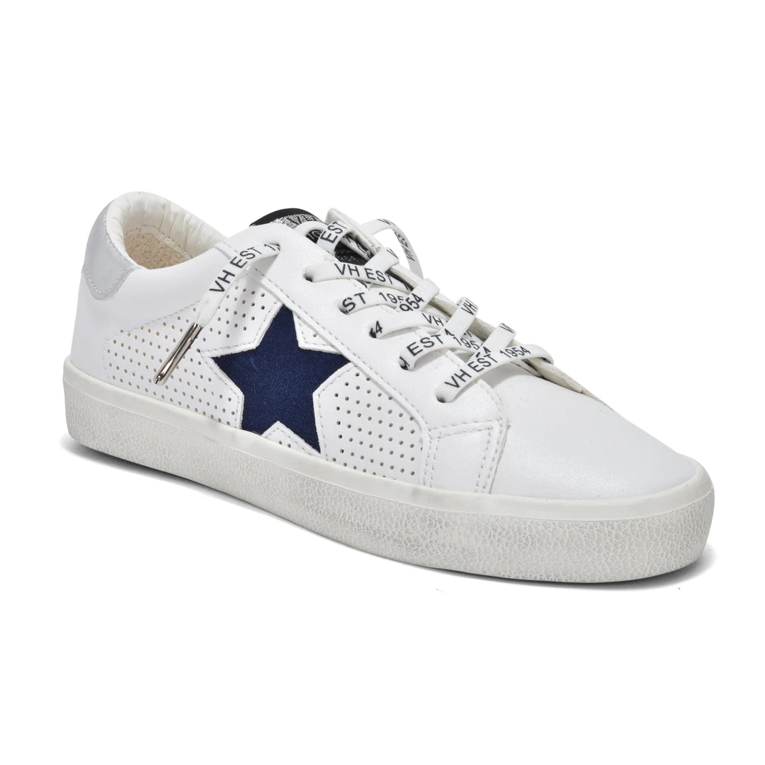 Vintage Havana Shoes The Star Perforated Lace Sneaker In White Navy 1 Vintage Havana Shoes The Star Perforated Lace Sneaker In White Navy