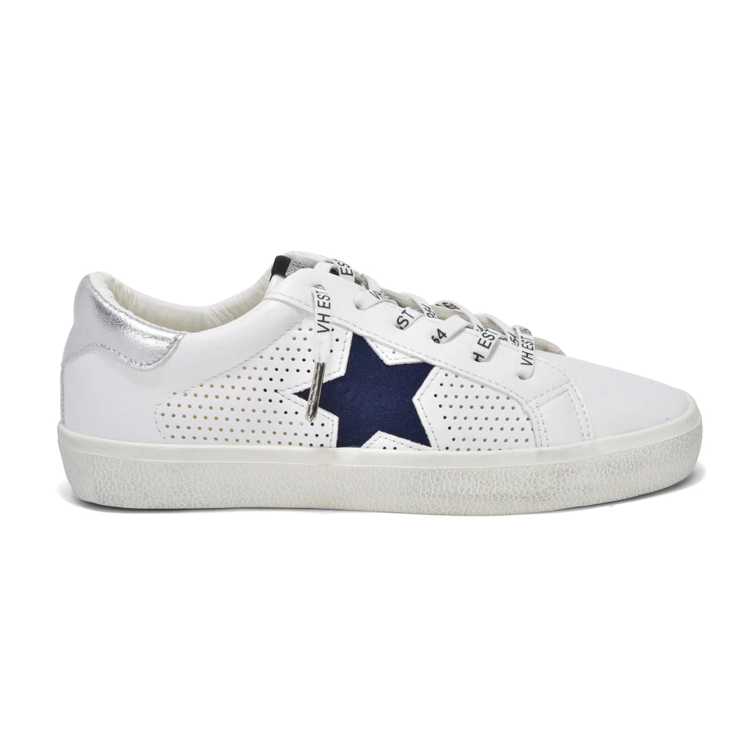 Vintage Havana Shoes The Star Perforated Lace Sneaker In White Navy 2 Vintage Havana Shoes The Star Perforated Lace Sneaker In White Navy