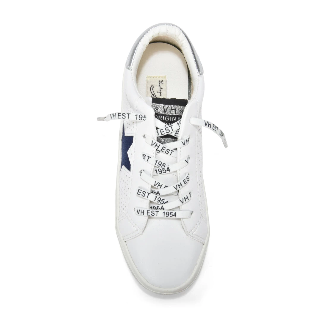 Vintage Havana Shoes The Star Perforated Lace Sneaker In White Navy 3 Vintage Havana Shoes The Star Perforated Lace Sneaker In White Navy