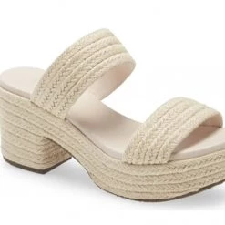 Chocolat Blu Shoes The Jute Wrapped Two Band Platform Slide In Natural