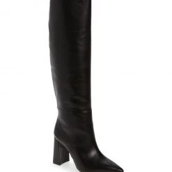 Steve Madden The Tall Dress Boot With Mid Stack Heel In Black