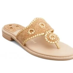 Jack Rogers Shoes The Jacks II Flat Sandal In Natural Gold