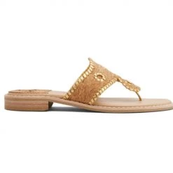 Jack Rogers Shoes The Jacks II Flat Sandal In Natural Gold
