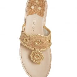 Jack Rogers Shoes The Jacks II Flat Sandal In Natural Gold