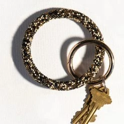Ink And Alloy The Seed Bead Keyring In Black Confetti Accessories