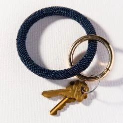 Ink And Alloy The Seed Bead Keyring In Navy Accessories