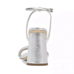 Sam Edelman Shoes The Square Toe High Heel Sandal In Silver