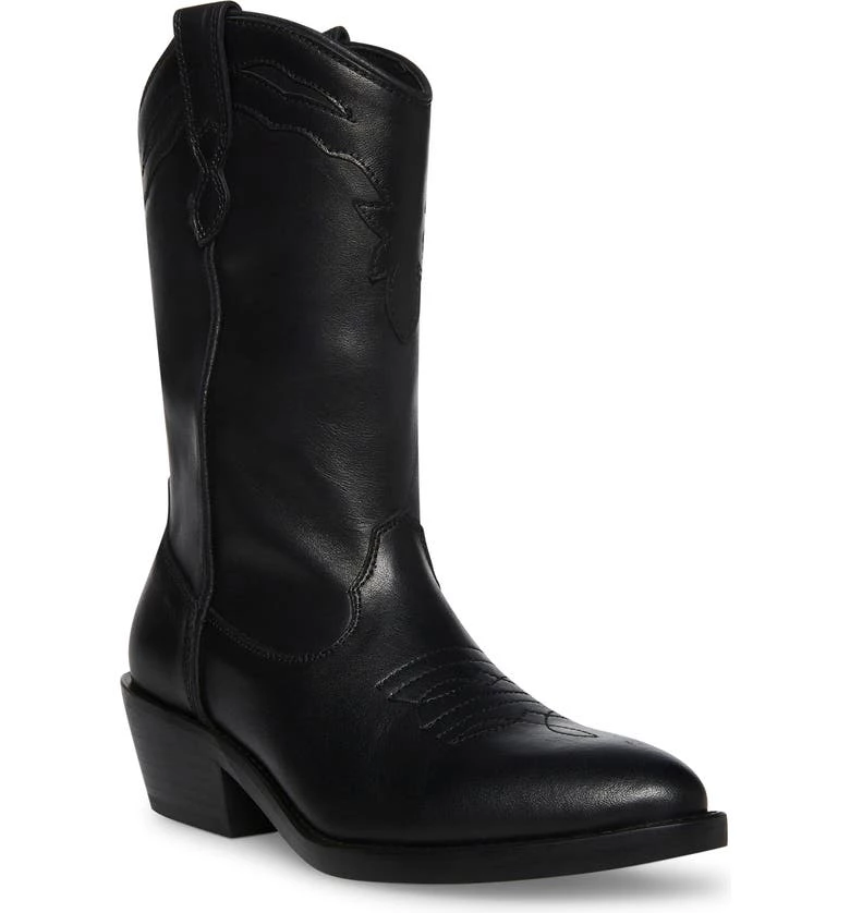 Steve Madden Shoes The Mid Cowboy Bootie In Black 1 Steve Madden Shoes The Mid Cowboy Bootie In Black
