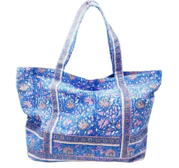 Bell The Large Beach Bag In Blue Pink 1 Bell The Large Beach Bag In Blue Pink