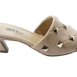 Vaneli Shoes The Mid Heel Quilted Pyramid Stud Slide In Biscuit