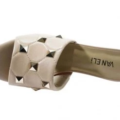 Vaneli Shoes The Mid Heel Quilted Pyramid Stud Slide In Biscuit