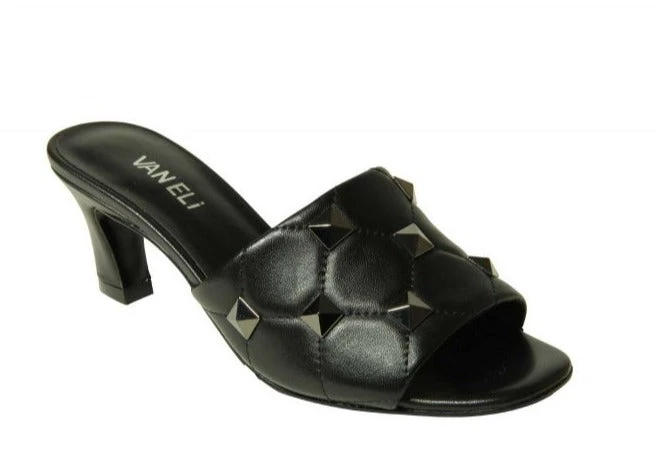 Vaneli The Mid Heel Quilted Pyramid Stud Slide In Black Shoes 1 Vaneli The Mid Heel Quilted Pyramid Stud Slide In Black Shoes