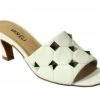 Vaneli The Mid Heel Quilted Pyramid Stud Slide In White
