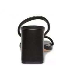 Steve Madden The Mid Heel Two Band Slide In Black Shoes