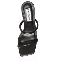 Steve Madden The Mid Heel Two Band Slide In Black Shoes