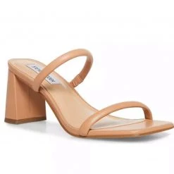 Steve Madden The Mid Heel Two Band Slide In Tan