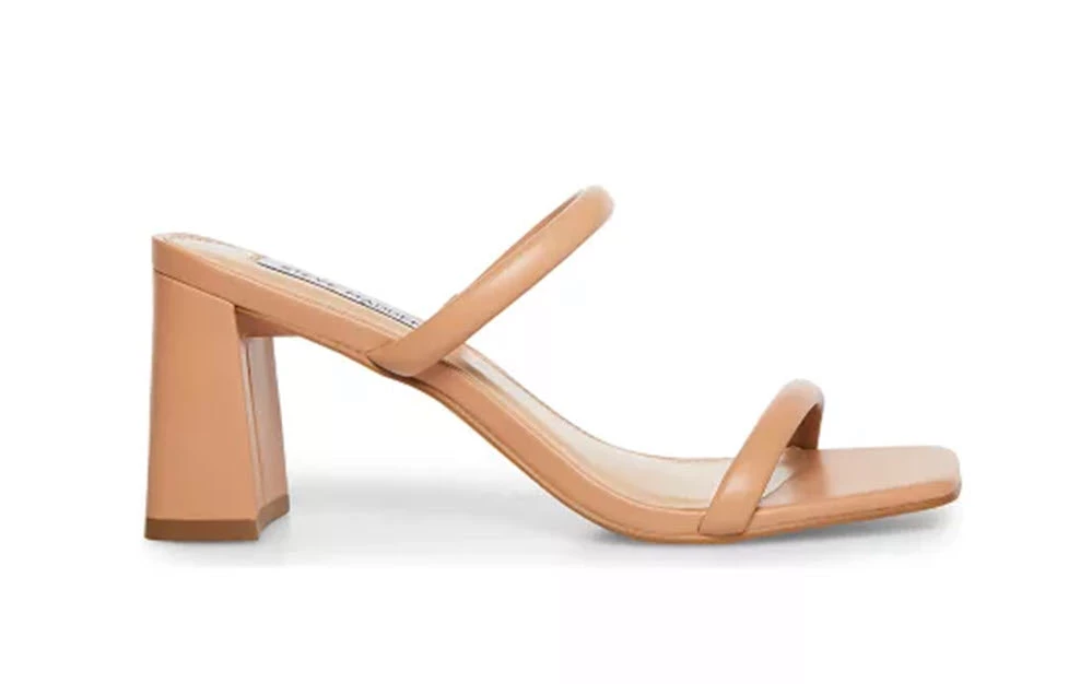 Steve Madden The Mid Heel Two Band Slide In Tan 2 Steve Madden The Mid Heel Two Band Slide In Tan
