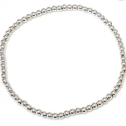 Love Lisa Accessories The 3mm Beaded Stretch Bracelet In Silver