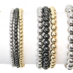 Love Lisa Accessories The 3mm Beaded Stretch Bracelet In Silver
